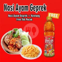 1 Nasi Ayam Geprek   Kentang   Free 1 Botol Pucuk Harum