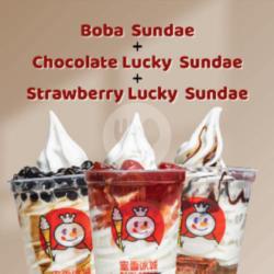 Boba Sundae   Chocolate Lucky Sundae   Strawberry Lucky Sundae