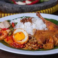 Nasi Rames Telur Bulat   Ayam Goreng 1/4