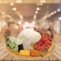 Ayam Penyet Sambal Mercon   Nasi