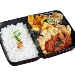 Nasi Ayam Geprek Sambal Merah   Cah Tauge Teri