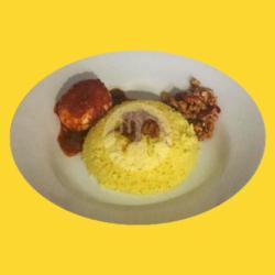 Nasi Kuning Telur Tempe