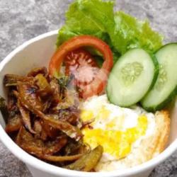 Rice Bowl Teri Jengkol Sambal Ijo   Telur Ceplok (free Kerupuk Udang)