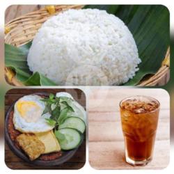 Paket Hemat Nasi Penyetan Telor Ceplok Free Teh Panas