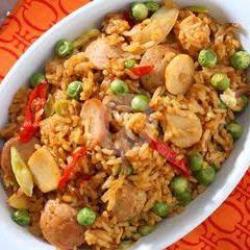 Nasi Goreng Sosis Bumbu Opor   Es Teh Manis