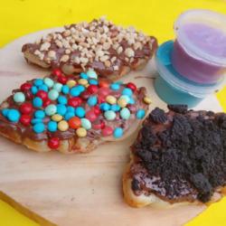 Croffle Coklat Kacang, Ranbow, Oreo