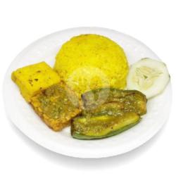 Geprek Nasi Kuning Tahu Tempe Terong