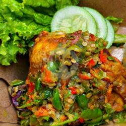 Ayam Penyet Sambal Lombok Ijo (tanpa Nasi)