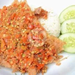 Nasi Geprek Telur Dadar Crispy