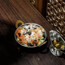 Fresh Tomato Feta Salad With Olive Lemon Sauce