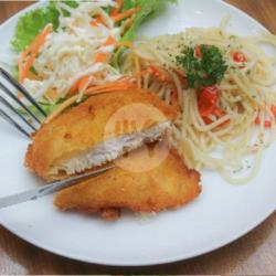 Battered Dory W/ Spaghetti Aglio Olio