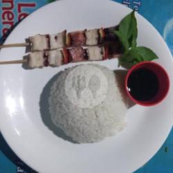 Sate Bakar Gurita   Nasi Putih