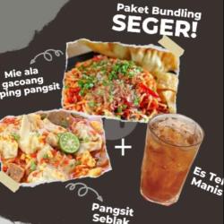 Paket Bundling Seger ( Mie Gacoan Pangsit   Pangsit Bumbu Seblak   Air Mineral Dingin )