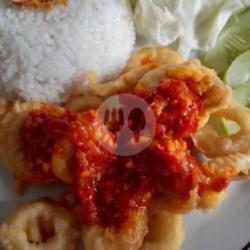 Nasi Cumi Tepung Geprek(cumi Utuh)