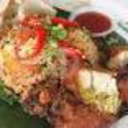 Nasi Goreng   Ayam Goreng   Krupuk Fish Steak