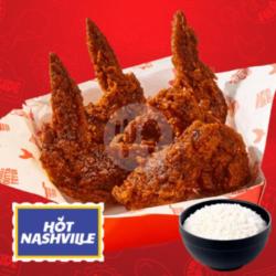 5 Pcs Hot Nashville Chicken Wings   Rice