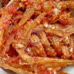 Balado Ikan Asin Bulu Ayam Gurih Cabe Hijau/merah   Nasi Putih