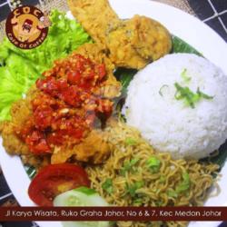 Indomie   Nasi   Ayam Geprek Komplit