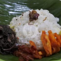 Nasi Rawon   Telor Asin   Tempe Goreng