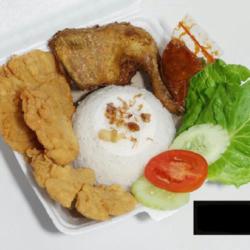 Ayam Penyet Jamur   Nasi