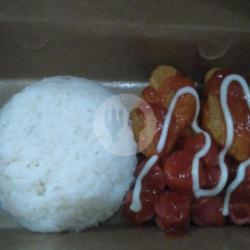 Nasi Nugget Sosis Saos Pedas Bbq