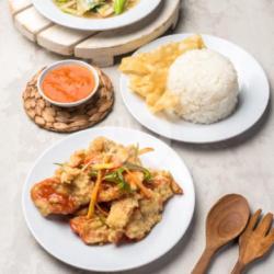 Nasi Ikan Asem Manis