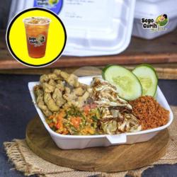 Sego Gurih Usus Goreng Komplit Teh