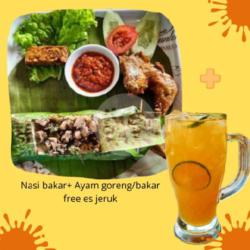 Nasi Bakar Semua Varian  Ayam Goreng/bakar Es Jeruk Peras