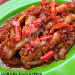 Nasi Asin Cumi Balado Komplit