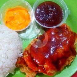 Nasi   Crispy Fire Chicken   Saos Keju