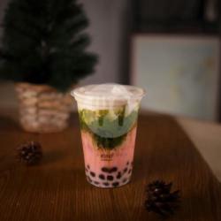 Green Pink Cheese Cream   Boba