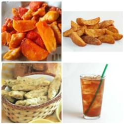 Paket Hemat 5 Porsi Mix Bebas Pilih ( Komplit / Otak - Otak / Kentang )   5 Cup Ice Tea Tong Tji Premium