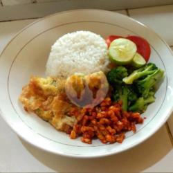 Nasi Sayur Brokoli Telor Dadar Oreg Kering