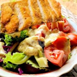 Vegan Salad With Chicken Katsu