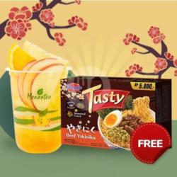 Refresh Fruit Green Tea Free Mie Sedaap Tasty