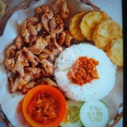 Nasi Kulit Ayam ,telor Sambal Geprek