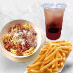 Combo 3(spagetty Bolognese Kentang Lemonttea)