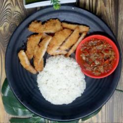 Nasi Ayam Katsu (ayam Gr Tepung Roti) Saus Barbekyu