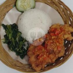 Paket Hemat Ikan Tuna Crispy Geprek   Nasi   Kangkung Cha