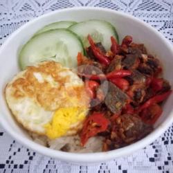 Nasi Gurih Paru Oseng Pedas / Balado