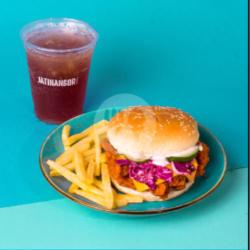 Paket Spicy Burger   Ice Pomegranate