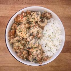 Creamy Chicken Mushrooms Rice Bowl