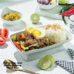 Nasi   Sate Goreng Ayam Bumbu Tongseng, Telur Rebus