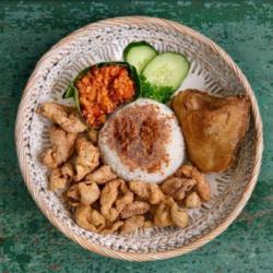 Nasi Putih   Kulit   Ayam   Sambal