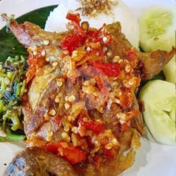 Nasi Puyuh Geprek   Lalapan   Teh Panas / Es