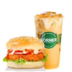 Combo Burger Crispy   Iced Thai Tea Large