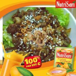 Nasi   Beef Bowl Free Nutrisari Mangga Gandaria