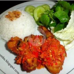 Nasi Ayam Penyet  Sambal Merah Level Pedass 1-5 Tempe Dan Terong Goreng