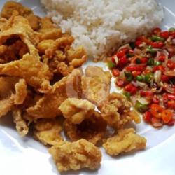 Kulit Ayam Geprek Sambal Mattah   Nasi