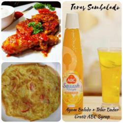 Ayam Balado   Telur Dadar Isi 1 Gratis Abc Syrup